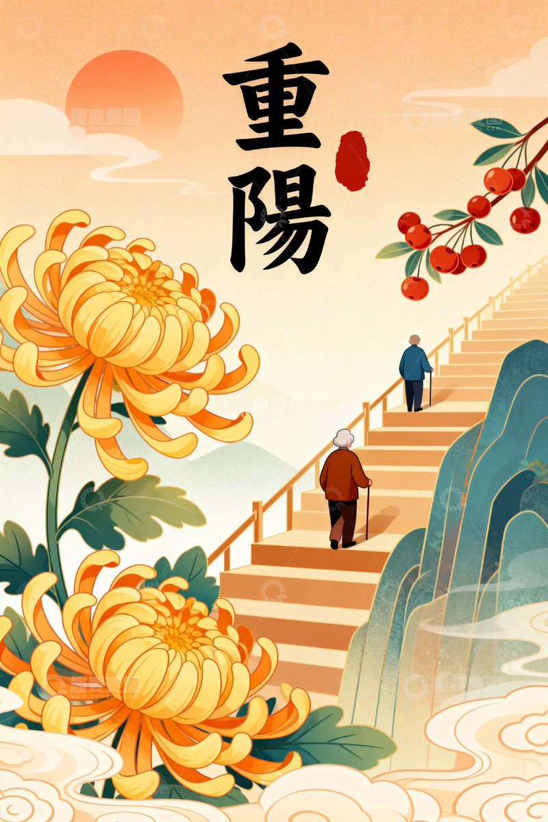 高清大图下载【趣麦麦图】重阳节节日背景5