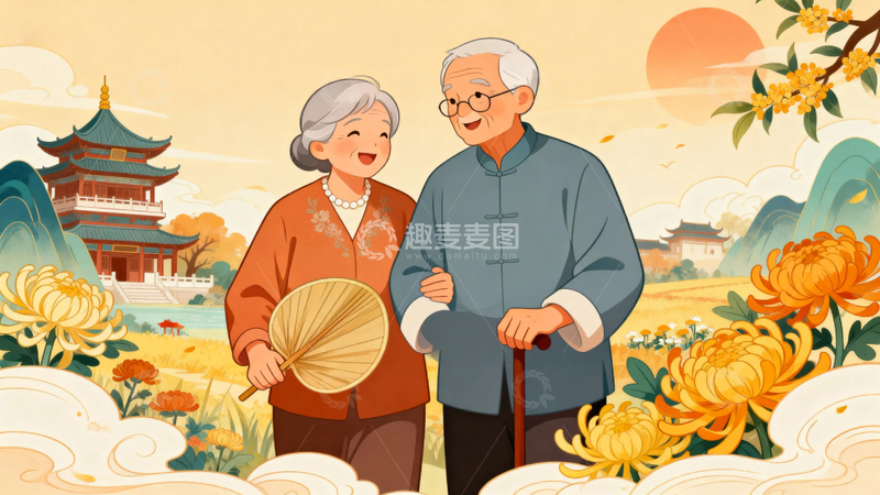 高清大图下载【趣麦麦图】重阳节节日背景13