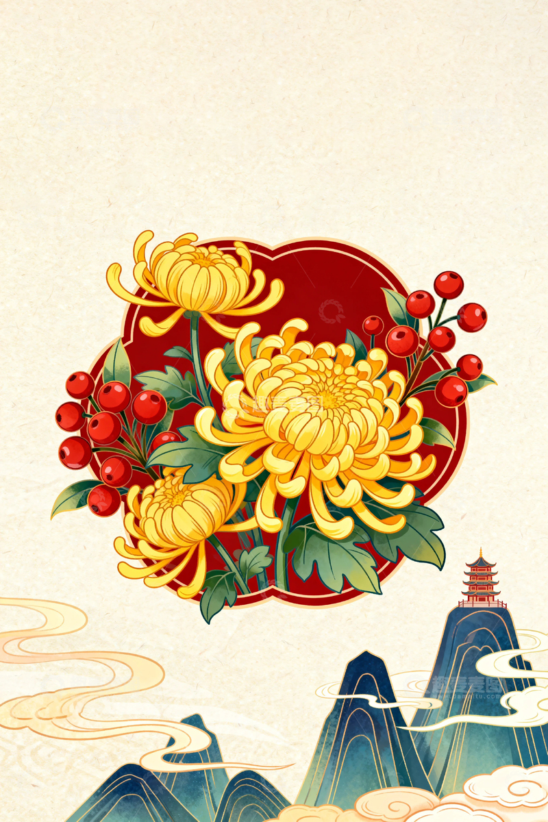 高清大图下载【趣麦麦图】重阳节节日背景19