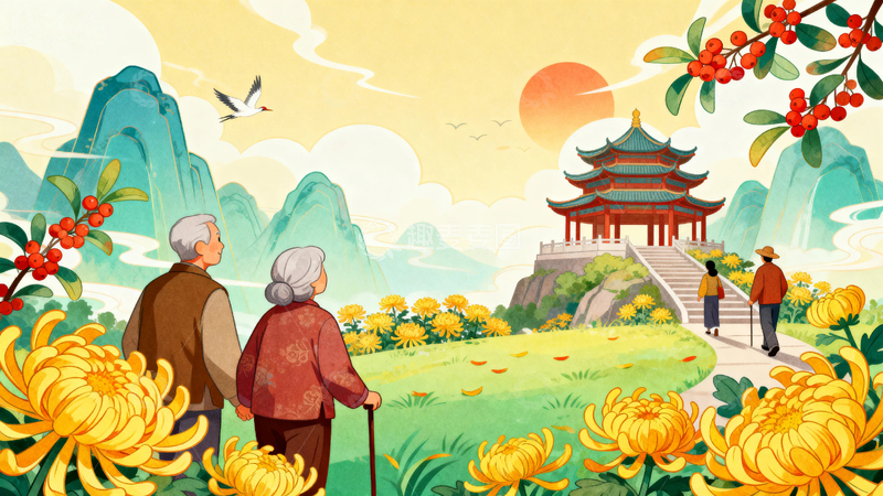 高清大图下载【趣麦麦图】重阳节节日背景14