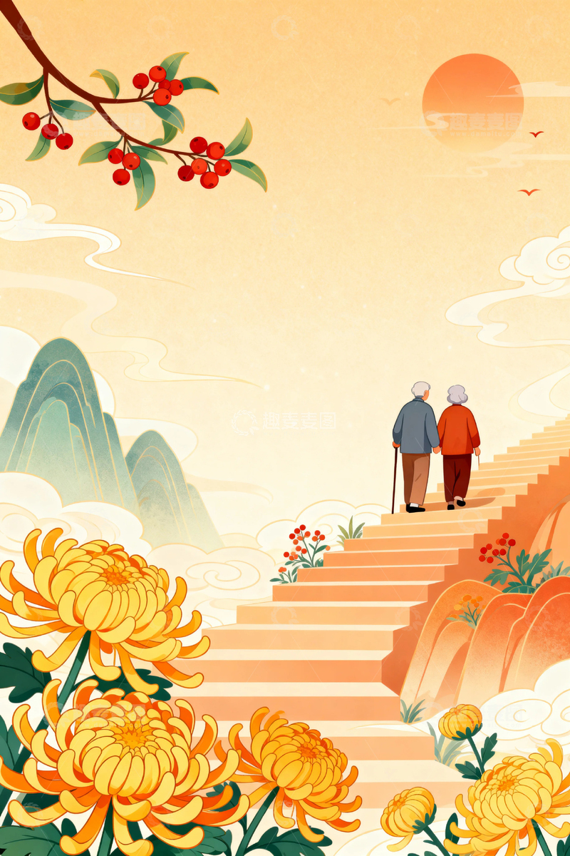 高清大图下载【趣麦麦图】重阳节节日背景17