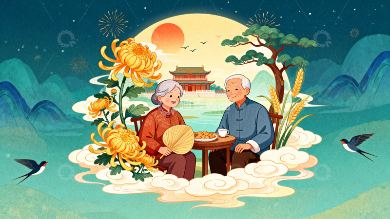 高清大图下载【趣麦麦图】重阳节节日背景12