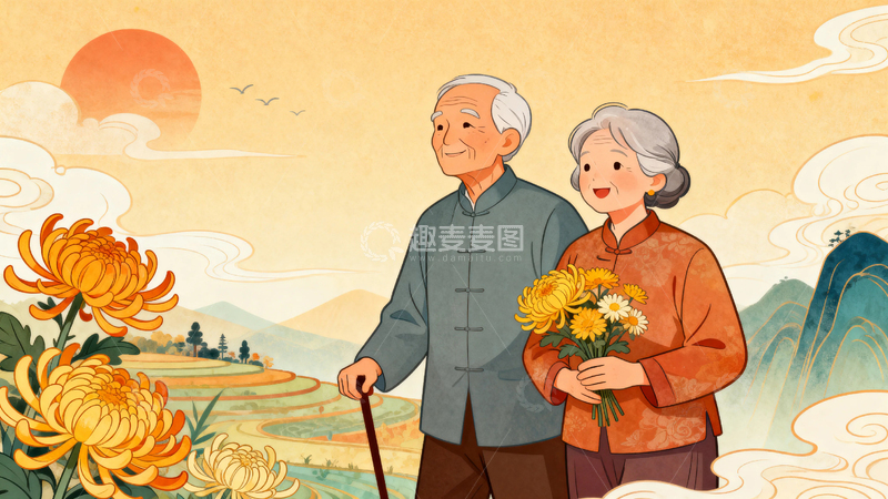 高清大图下载【趣麦麦图】重阳节节日背景3