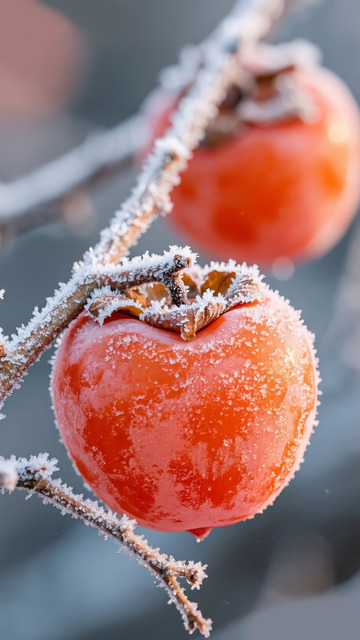 结霜柿子水果设计素材