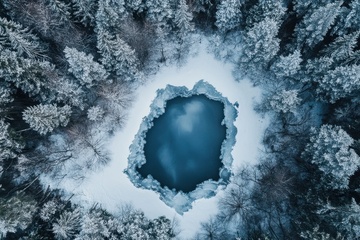冬季森林湖泊自然美景