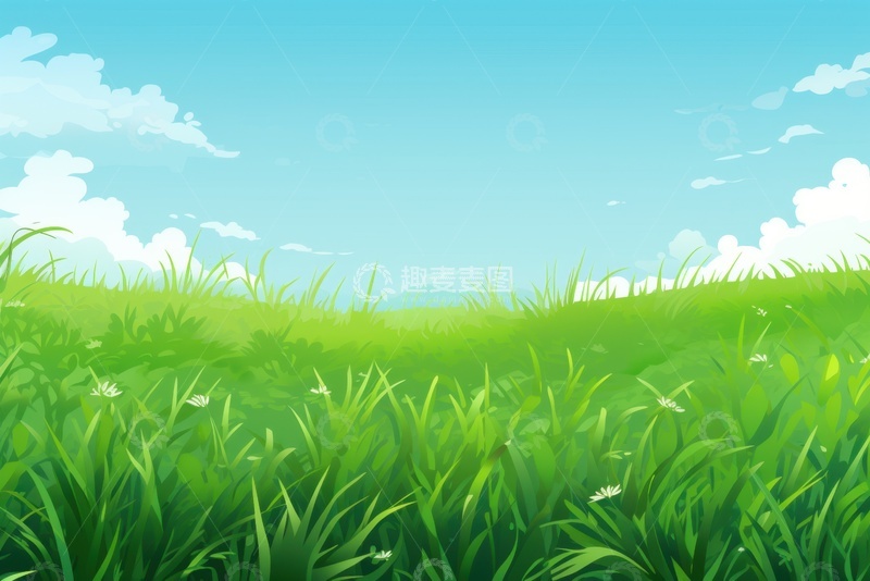 高清大图下载【趣麦麦图】卡通简约绿色的草坪