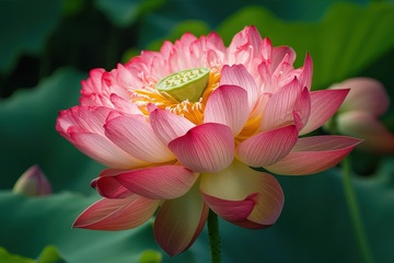 盛开的重瓣莲花花卉