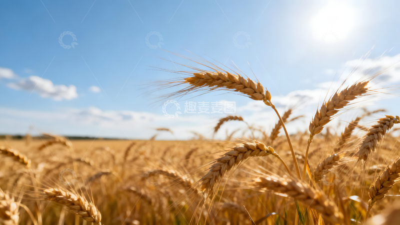 高清大图下载【趣麦麦图】麦穗金光秋日丰收如画