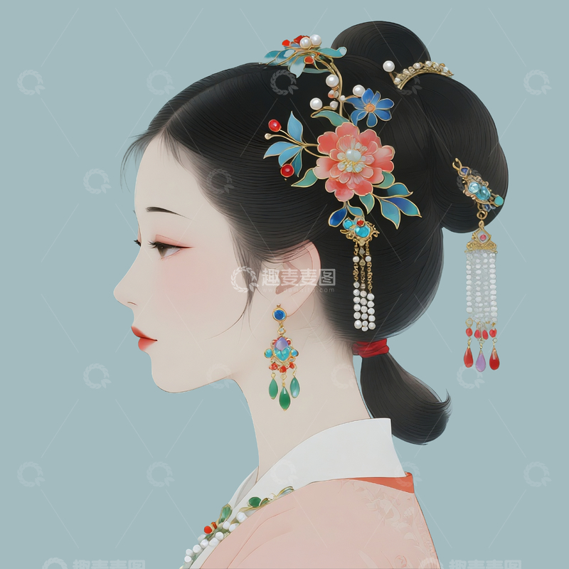 源文件下载【趣麦麦图】工笔画清代仕女2