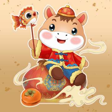 坐在灯笼上的小马