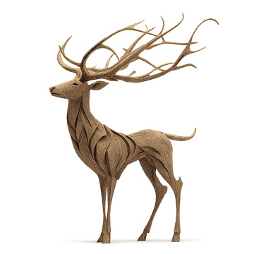 树木雕塑鹿艺术品