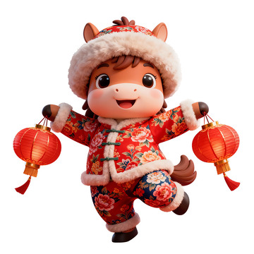3D马年新年Q版形象