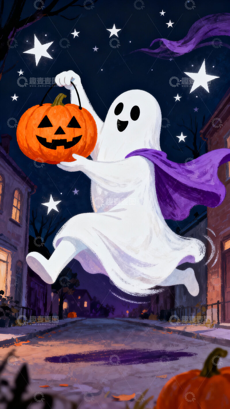 高清大图下载【趣麦麦图】万圣节卡通装饰海报背景