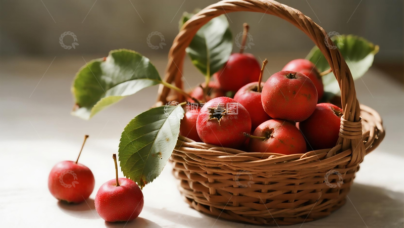 高清大图下载【趣麦麦图】篮子装的大果实山楂果