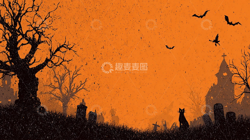 高清大图下载【趣麦麦图】万圣节恐怖夜景绘画