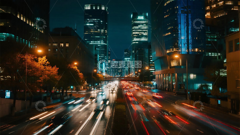 高清大图下载【趣麦麦图】城镇交通车流景观