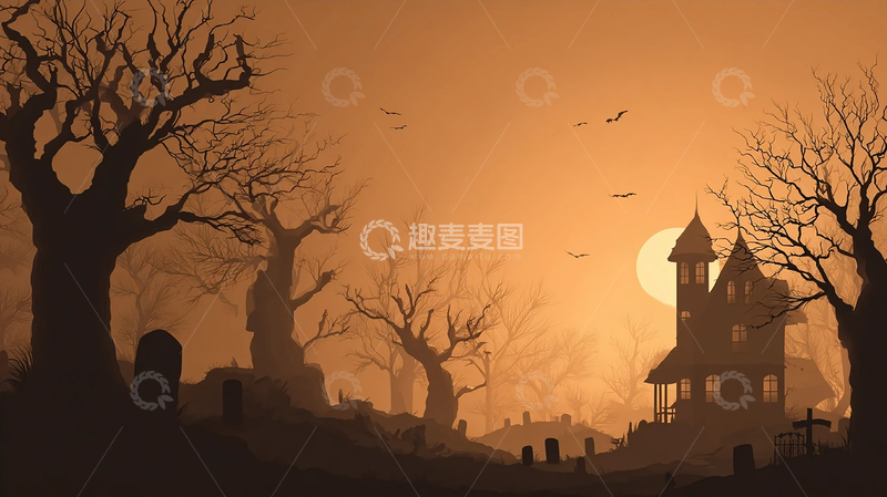 高清大图下载【趣麦麦图】幽灵古宅的黄昏余晖