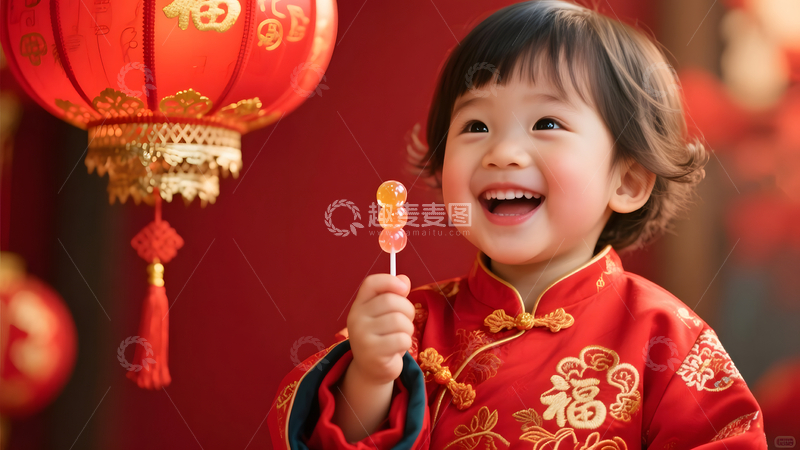 高清大图下载【趣麦麦图】糖葫芦童笑春节喜庆如画
