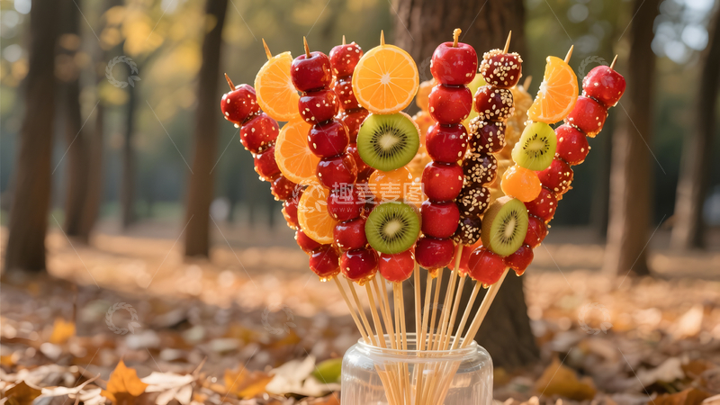 高清大图下载【趣麦麦图】水果糖葫芦秋日甜趣如画