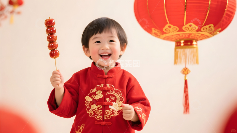 高清大图下载【趣麦麦图】糖葫芦童趣新春笑迎如画