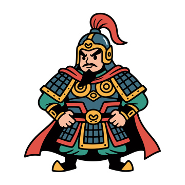 卡通风格古代武士形象插画