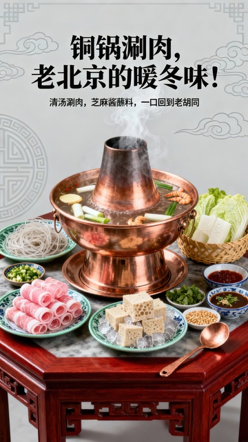 老北京铜锅涮火锅海报