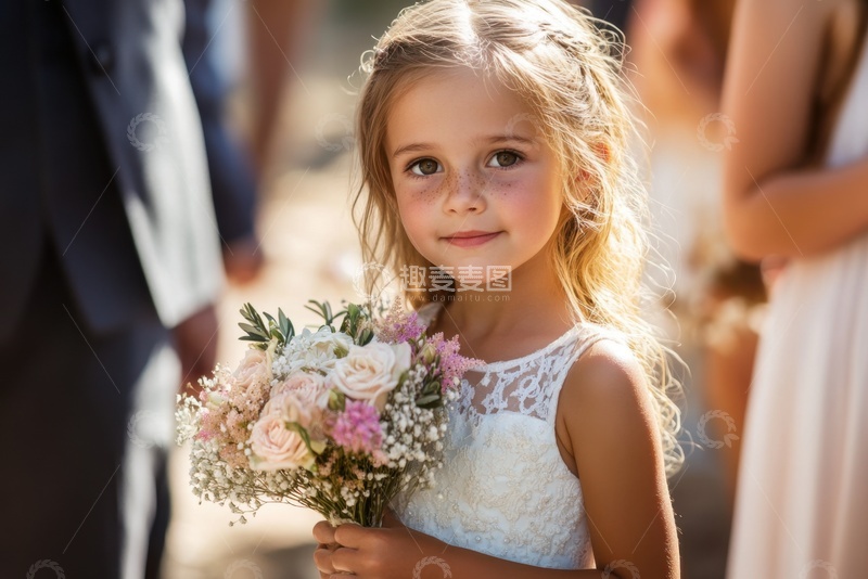 高清大图下载【趣麦麦图】拿着花束的可爱小花童