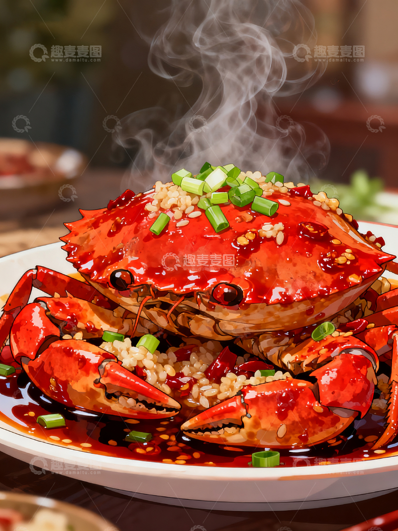 源文件下载【趣麦麦图】插画风格红焖螃蟹2