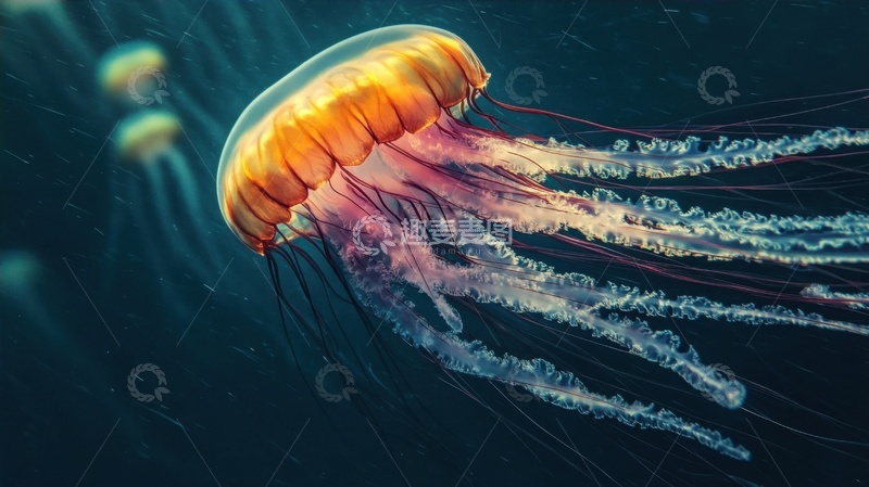 高清大图下载【趣麦麦图】海洋里的黄色水母