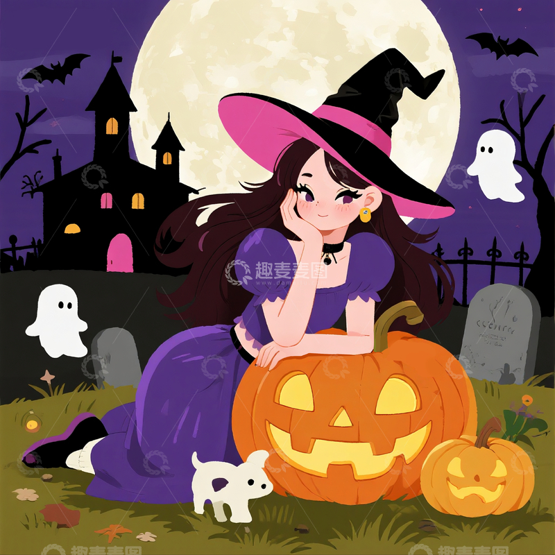 源文件下载【趣麦麦图】万圣节卡通女巫2