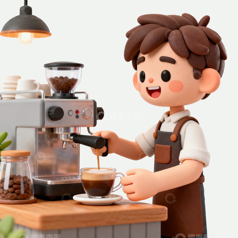 源文件下载【趣麦麦图】卡通咖啡店员工4