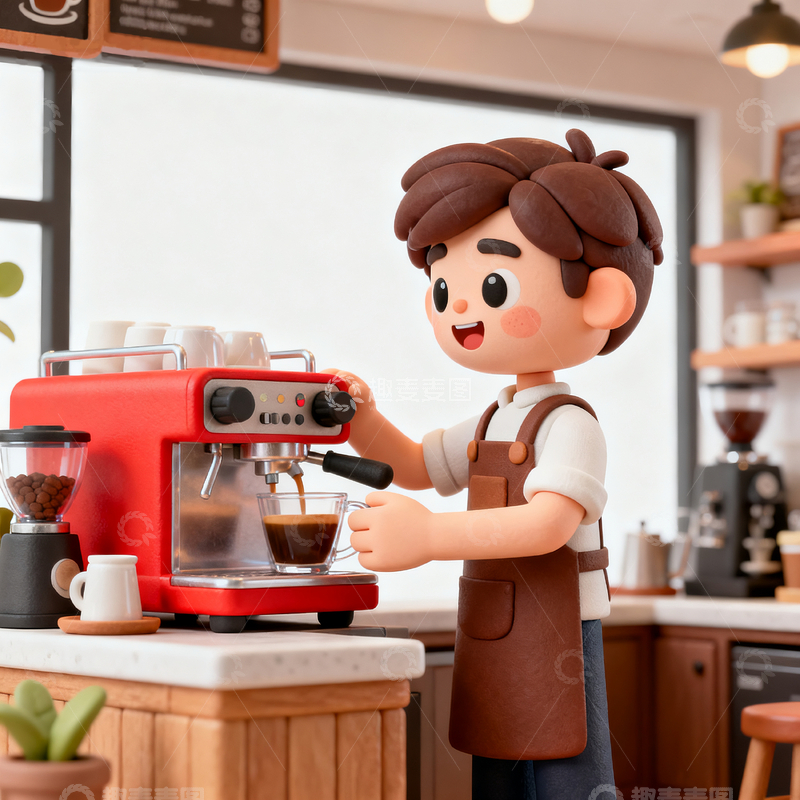 源文件下载【趣麦麦图】卡通咖啡店员工3