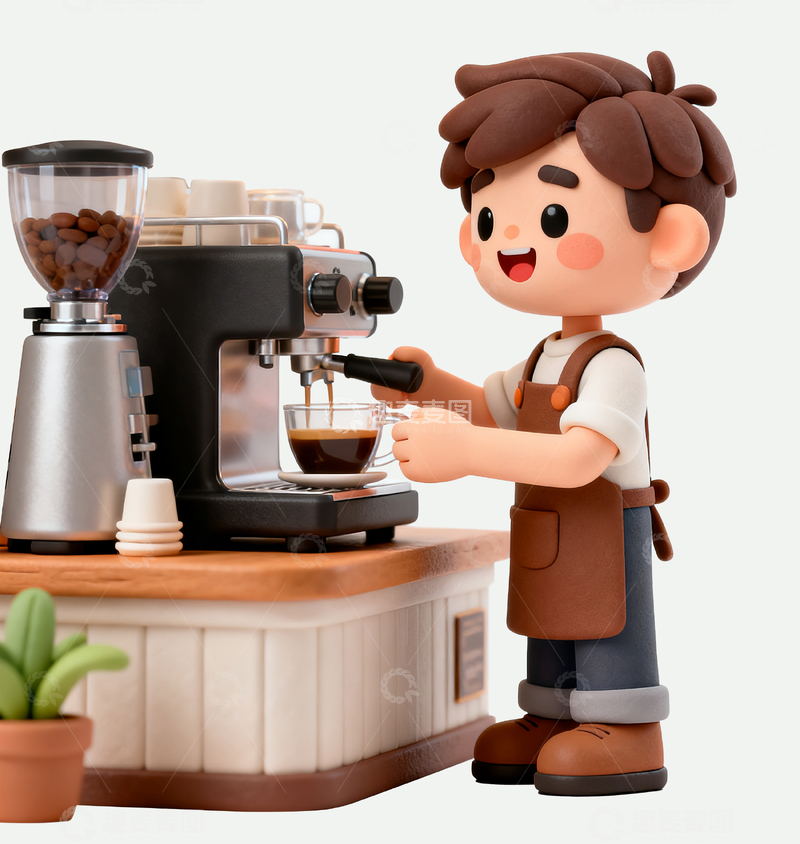 源文件下载【趣麦麦图】卡通咖啡店员工1