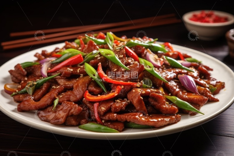 高清大图下载【趣麦麦图】一盘辣椒炒肉丝