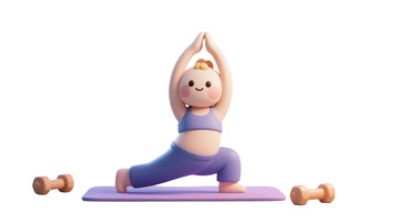 卡通人物瑜伽健身图