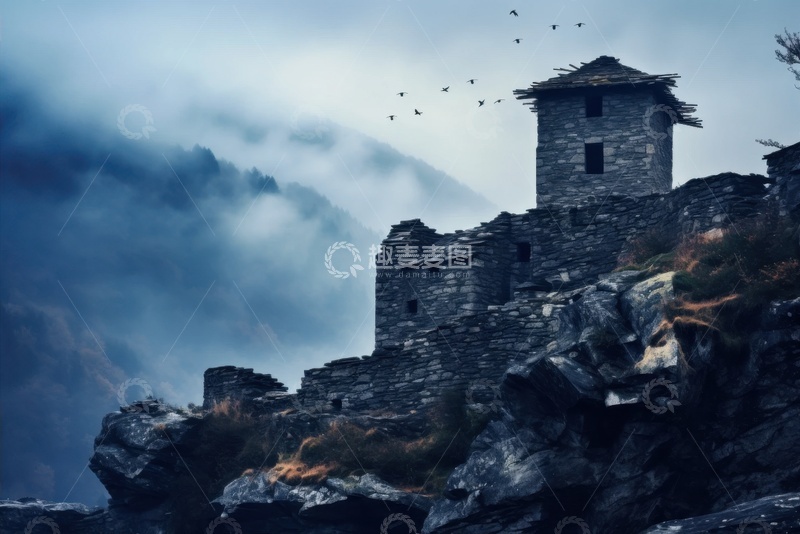 高清大图下载【趣麦麦图】-悬崖上的小房子
