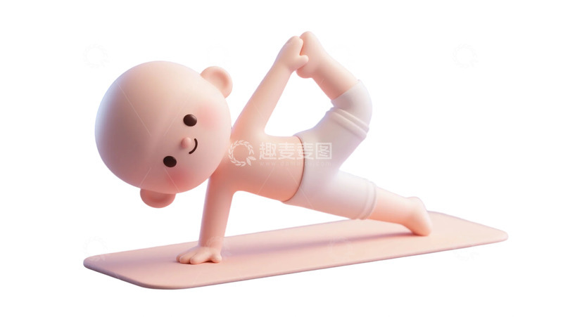高清大图下载【趣麦麦图】卡通人物做瑜伽场景图