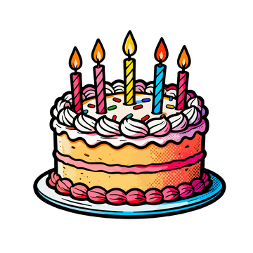 手绘生日蛋糕庆祝插画素材