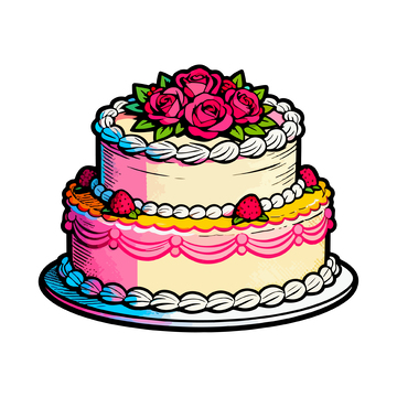 手绘风生日蛋糕装饰插画设计素材