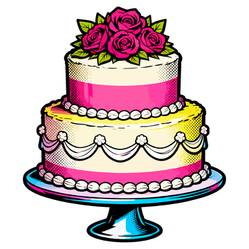 卡通风格三层蛋糕装饰插画