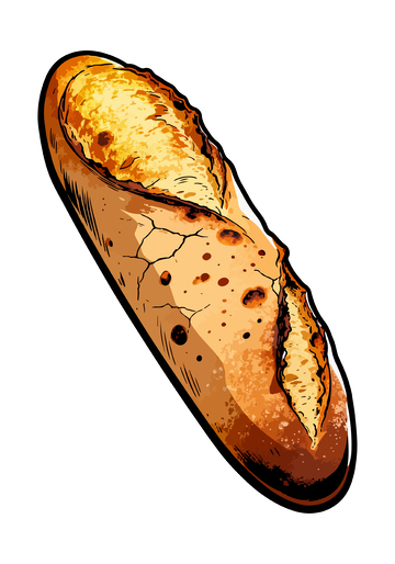 手绘法棍面包美食插画