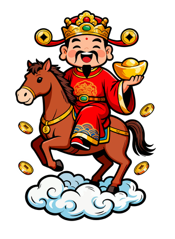 卡通财神骑马送财图