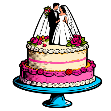 婚礼蛋糕卡通插画素材