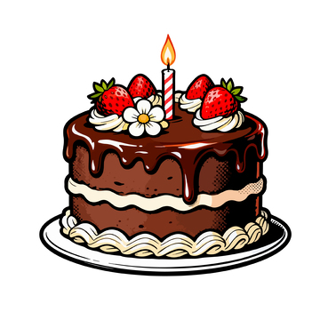 巧克力生日蛋糕插画