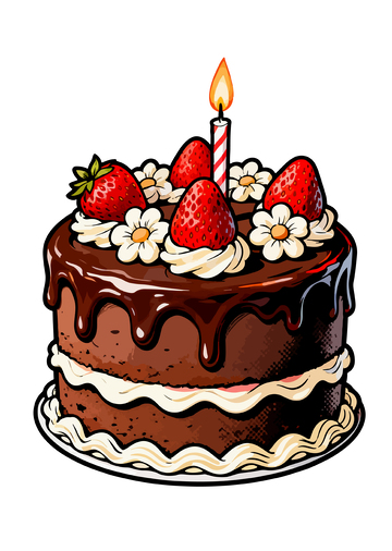 卡通风格生日蛋糕插图