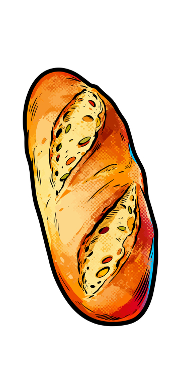 卡通风格面包美食插图