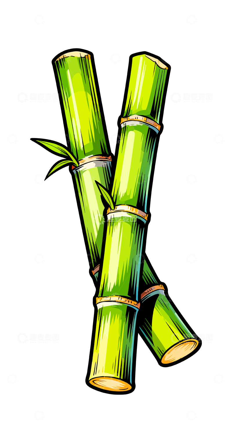 源文件下载【趣麦麦图】卡通风格竹节插画