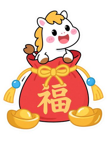 福袋小马送财迎福图