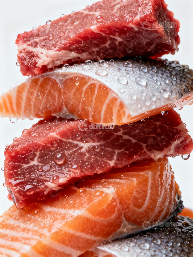 源文件下载【趣麦麦图】牛肉与鲑鱼片1