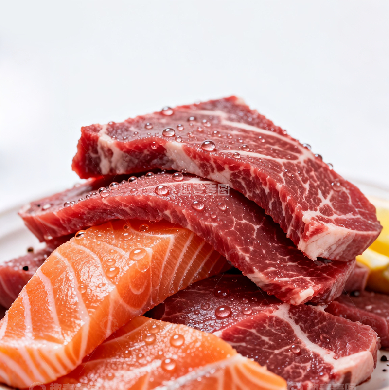 源文件下载【趣麦麦图】牛肉与鲑鱼片4